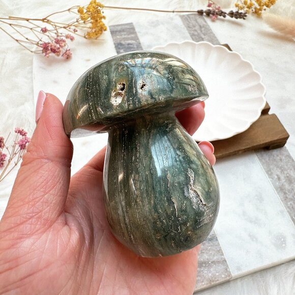Beautiful Ocean Jasper Mushroom Carving - Picture 6 of 8